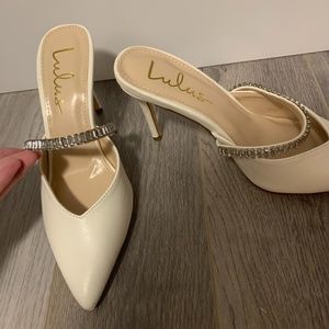 Lulus white jewelled heels - Size 5.5